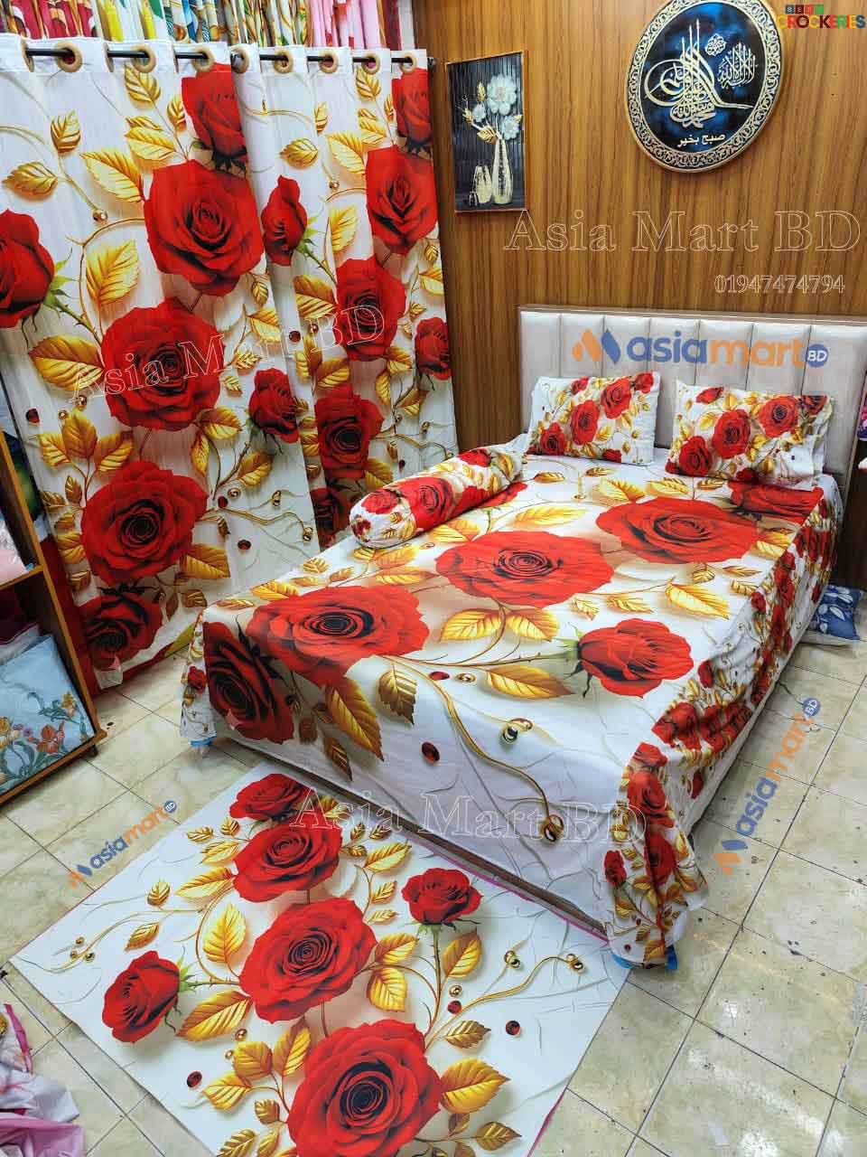 Premium 3D Print 7 Piece Bedsheet set ( 7pcs Bedroom Set)