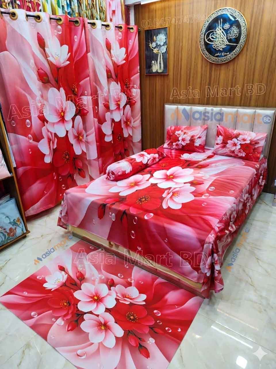 Premium 3D Print 7 Piece Bedsheet set ( 7pcs Bedroom Set)
