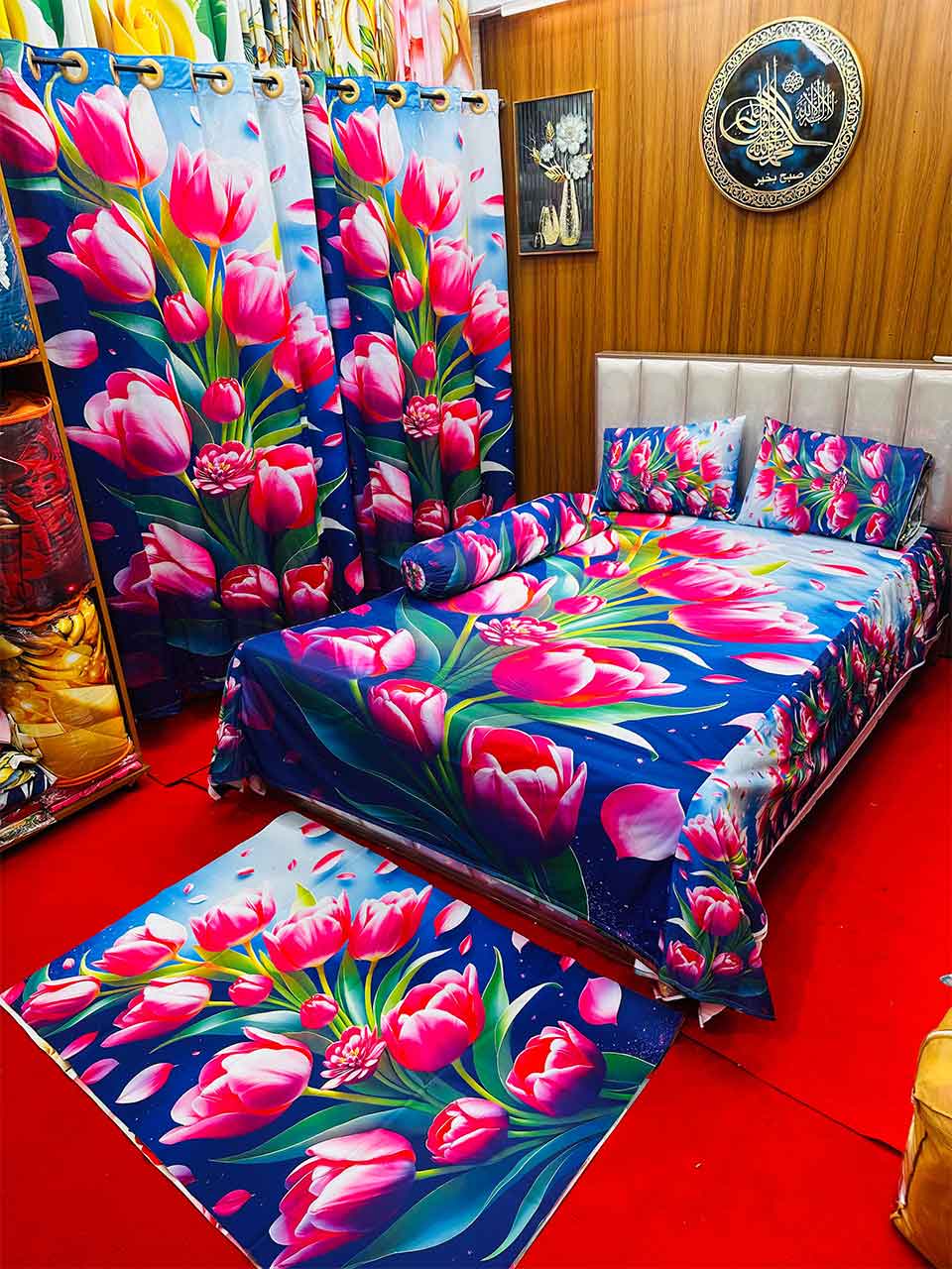 Premium 3D Print 7 Piece Bedsheet set ( 7pcs Bedroom Set)