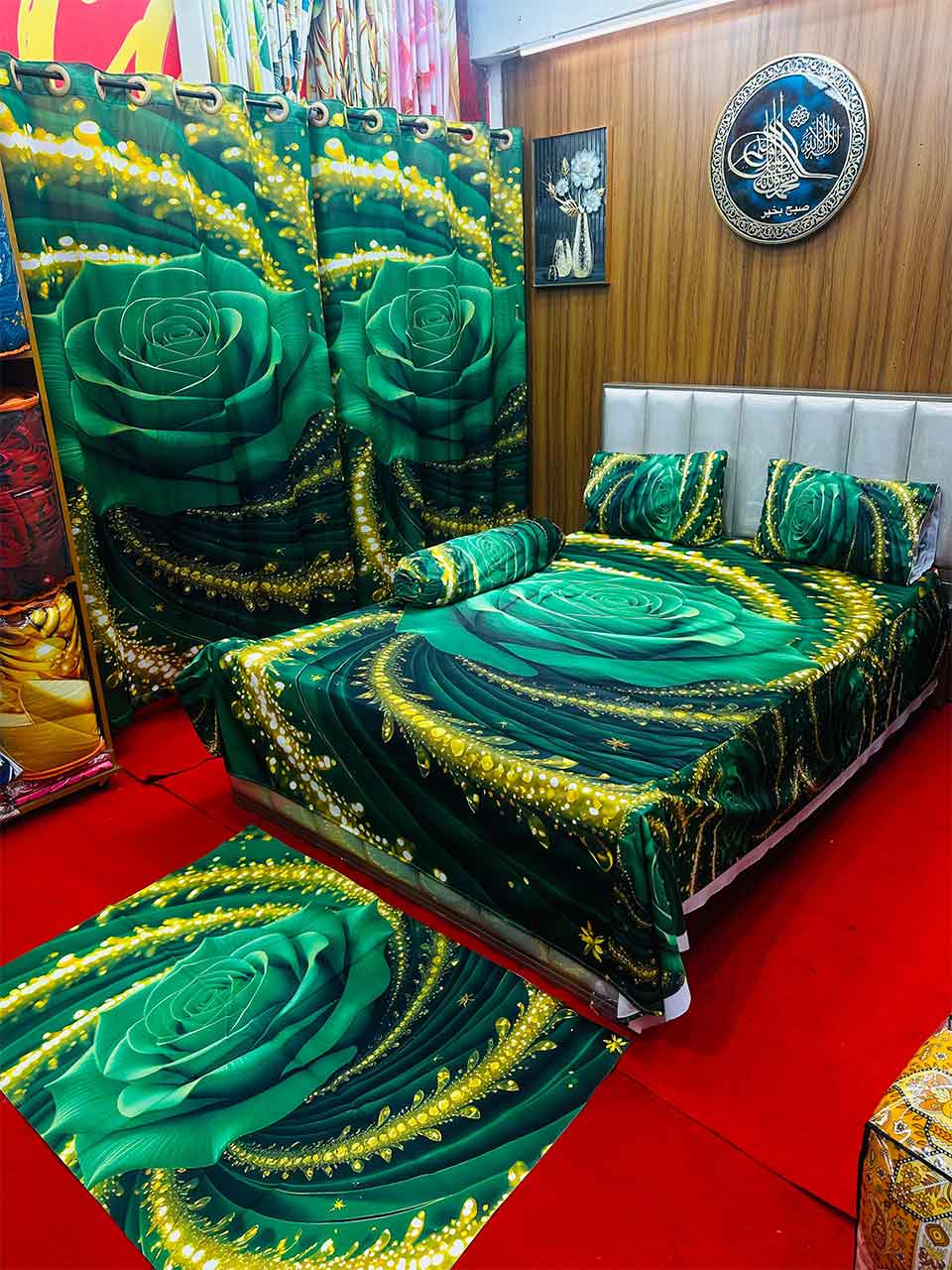 Premium 3D Print 7 Piece Bedsheet set ( 7pcs Bedroom Set)