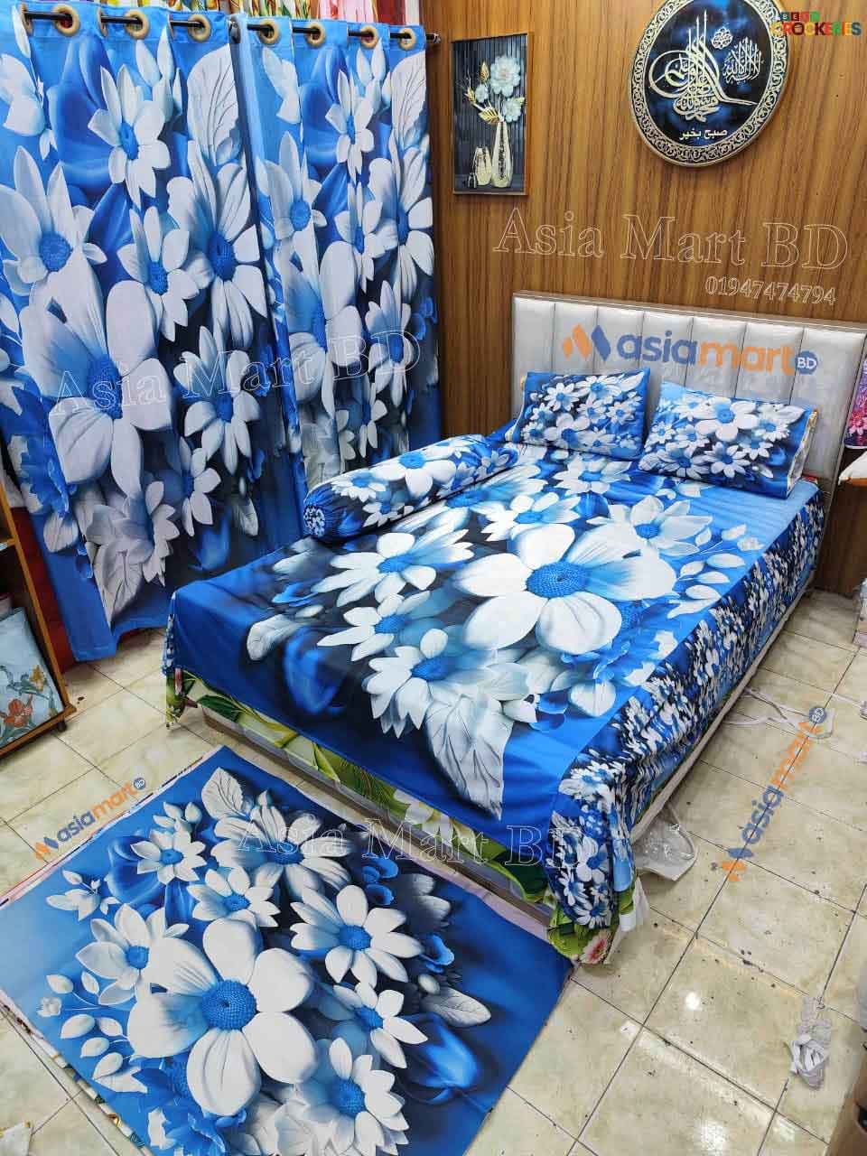 Premium 3D Print 7 Piece Bedsheet set ( 7pcs Bedroom Set)